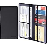 Car Registration Holder - Wisdompro Premium PU Leather Vehicle Glove Box Documents Wallet Case Organizer for ID, Insurance Pa