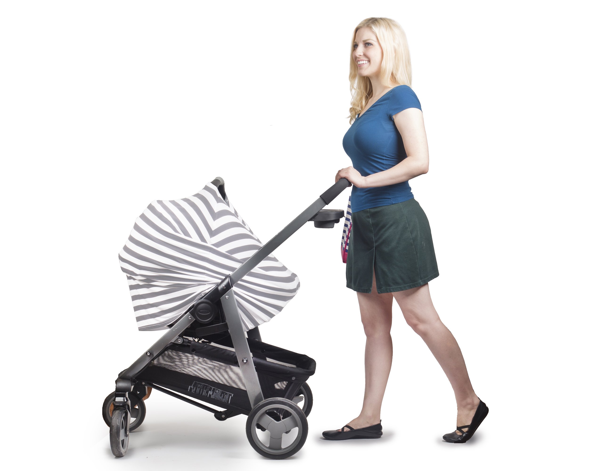 Nursing Carseat Cover Breastfeeding Scarf - Stretchy 4 in 1 - Car Seat Canopy, Shopping Cart Cover, High Chair Cover, infinity scarf nursing apron, Perfect Gift for Pregnant Mothers and Baby Showers