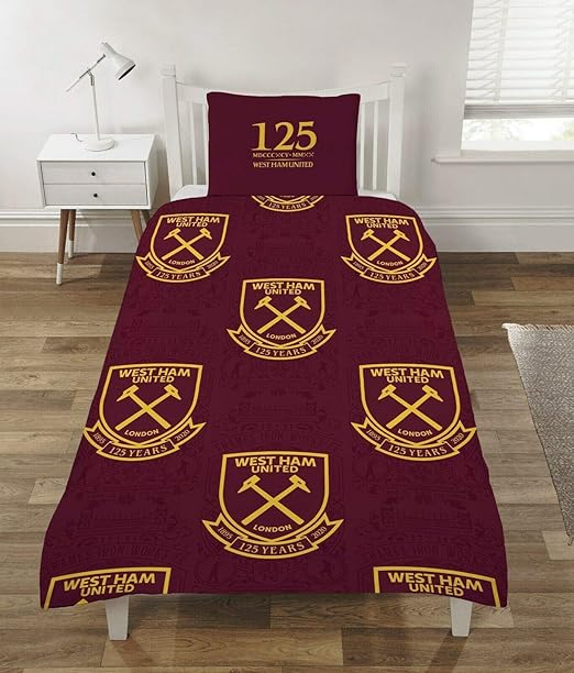 dreamtex West Ham Single Duvet Cover Set Reversible Design Football