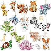 Yaomiao 17 Pcs Diamond Keychains Animal Diamond Art Ornaments Double Side Key Rings DIY 5D Art Pedants for Beginners Birthday Crafting Home Party Decor