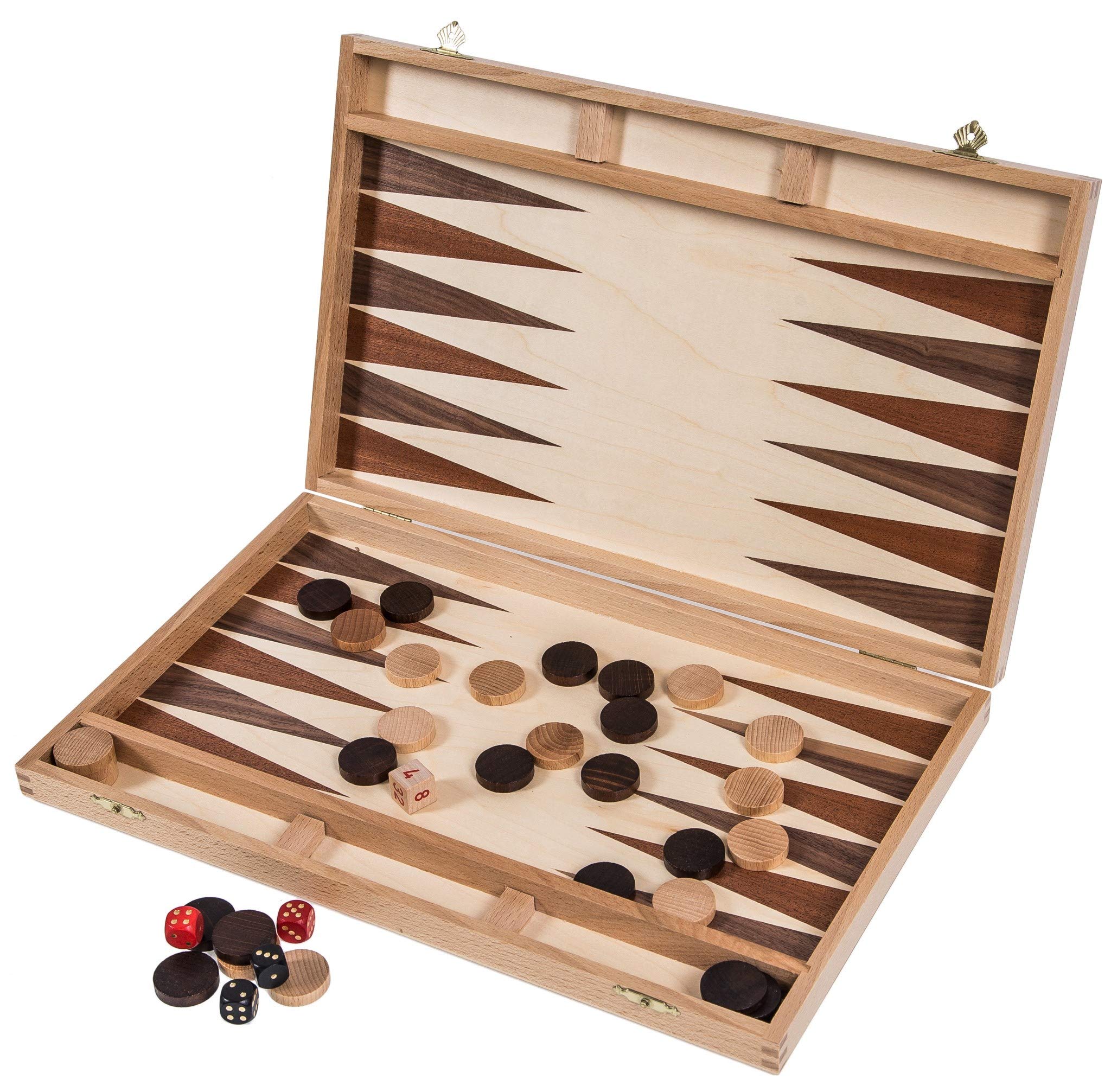 SQUARE - Wooden Backgammon - 40 cm - Beech wood - Inlay