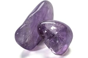 KALIFANO Tumbled Gem Amethyst Stones Bundle - AAA+ Jewelry Grade Reiki Crystal - Ametista Piedras Caidas for Wicca/Healing - Information Card Included (Family Owned)
