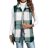 Zeagoo Plaid Vest for Womens Casual Sleeveless Flannel Jacket Lapel Button Down Shirt with Pockets 2025 Fall Clothes