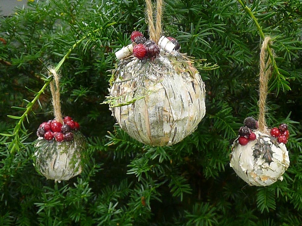 Birch Bark Handmade Christmas Tree Ornaments
