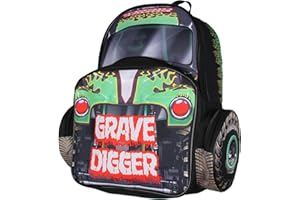 INTIMO Monster Jam Grave Digger Truck Shaped Dual Compartment Tote Backpack For Daily Use