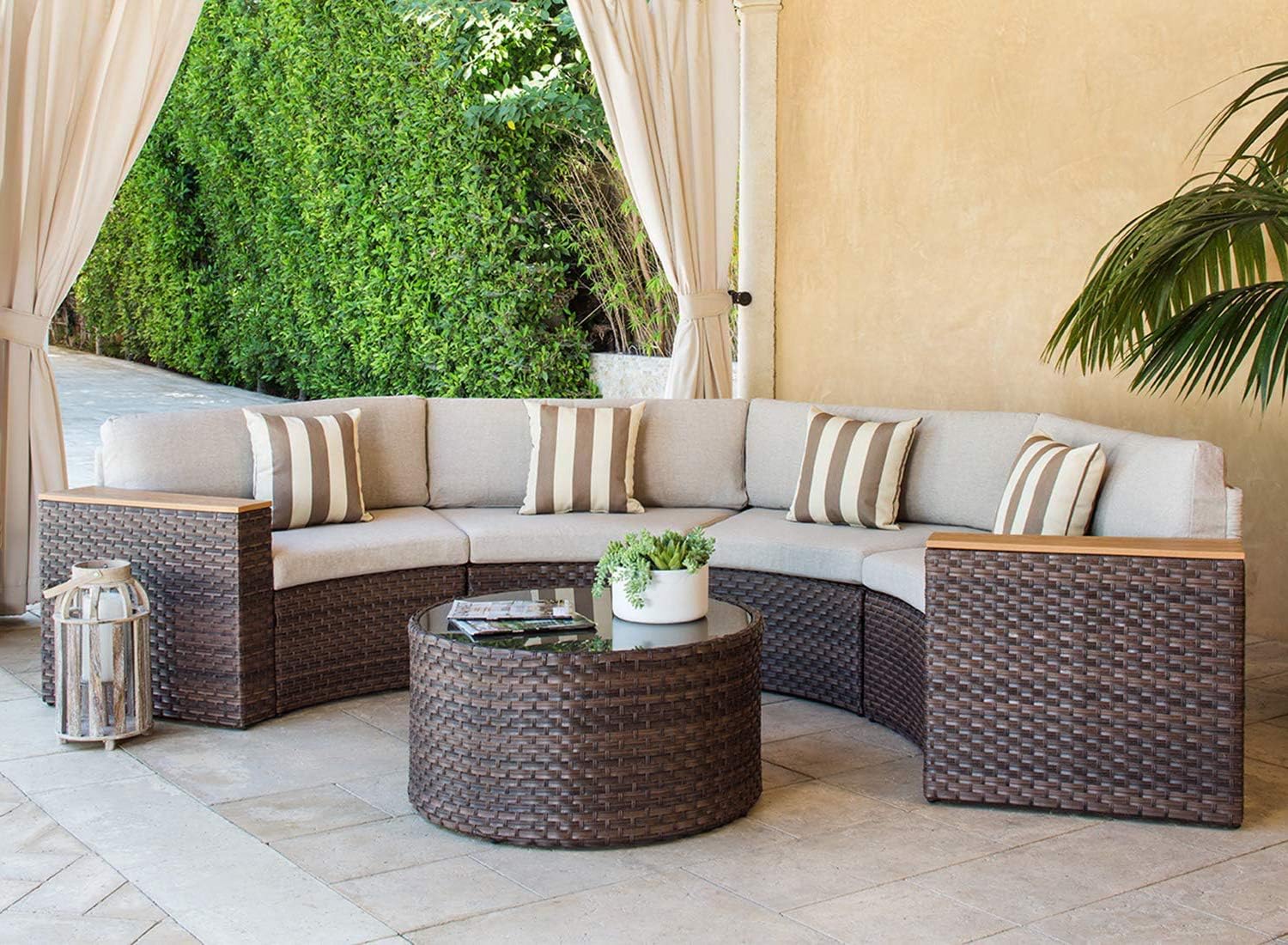 Amazon Com Solaura Outdoor 5 Piece Sectional Furniture Patio Half