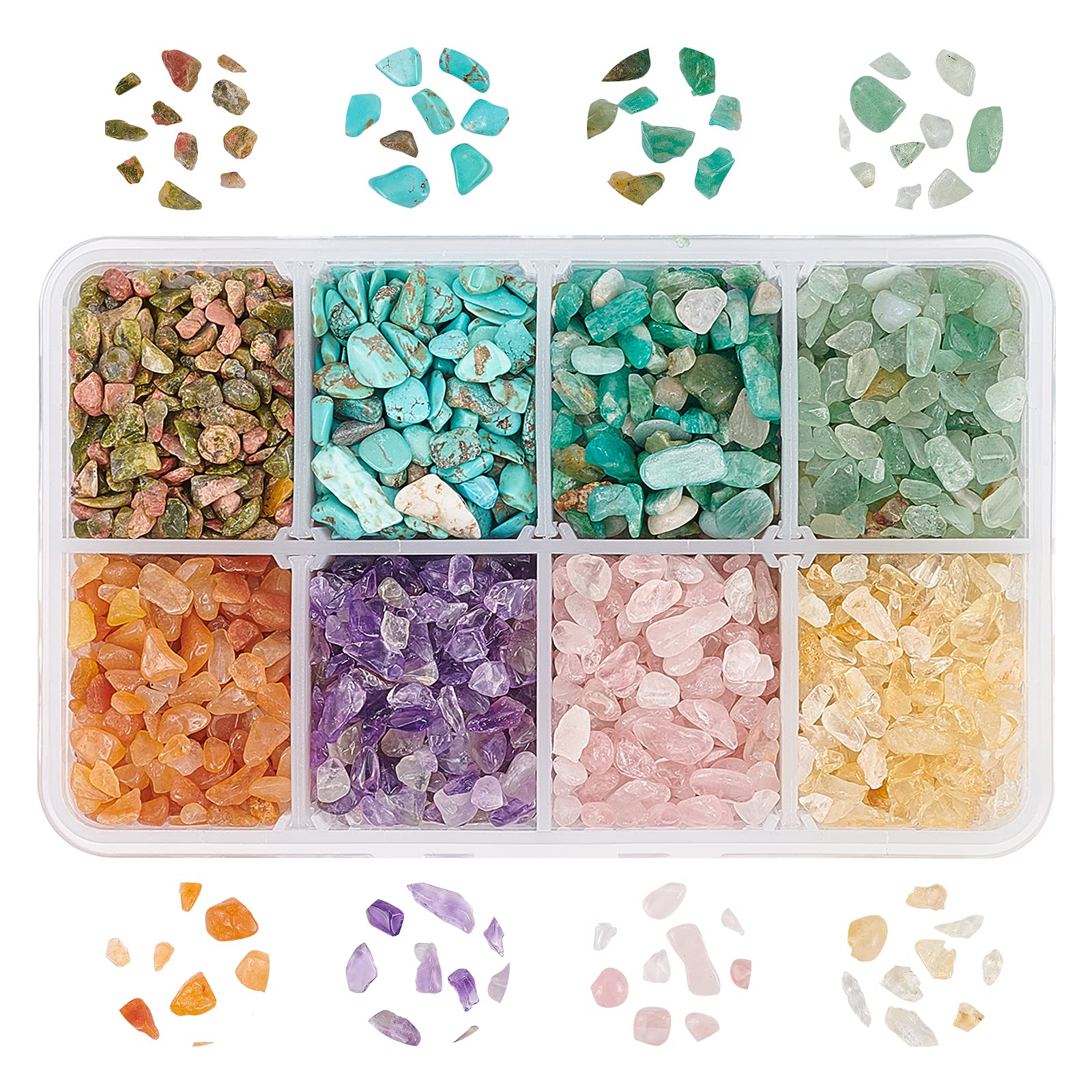 OLYCRAFT 216g Natural Gemstone Chips Turquoise No Hole Crushed Pieces Irregular Shaped Tumbled Quartz Stones for Flower Pot Fish Tank Decoration Mixed Colors