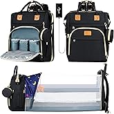 Diaper Bag Backpack for Mom and Dad, Large Capacity Baby Travel Bag with USB Charging Port, Waterproof Foldable Baby Bag for Boys and Girls, Stylish Maternity Backpack for Travel & Hospital,Black