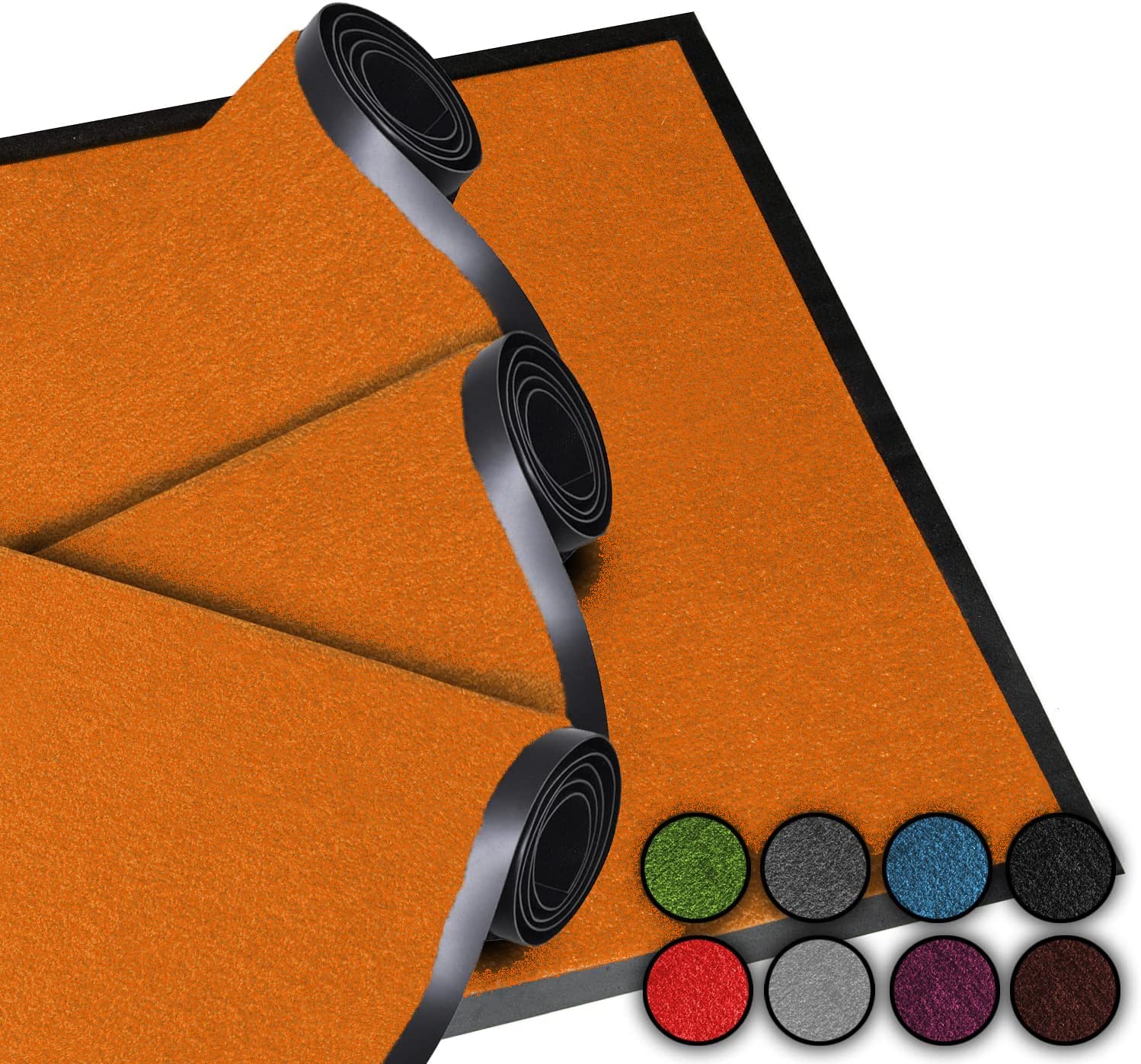 LucaHome – Door Mat for Home Entrance, 40 x 60 cm, Orange, 2 Units – Non-Slip Washable Rug for Entrance, Kitchen and Hallway – Outdoor and Indoor Doormat – Original Entrance Mats