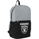 FOCO NFL Officially Licensed Football Team Color Primary Logo 2 Tone Big Logo Color Block School Bag Travel Backpack - Las Vegas Raiders