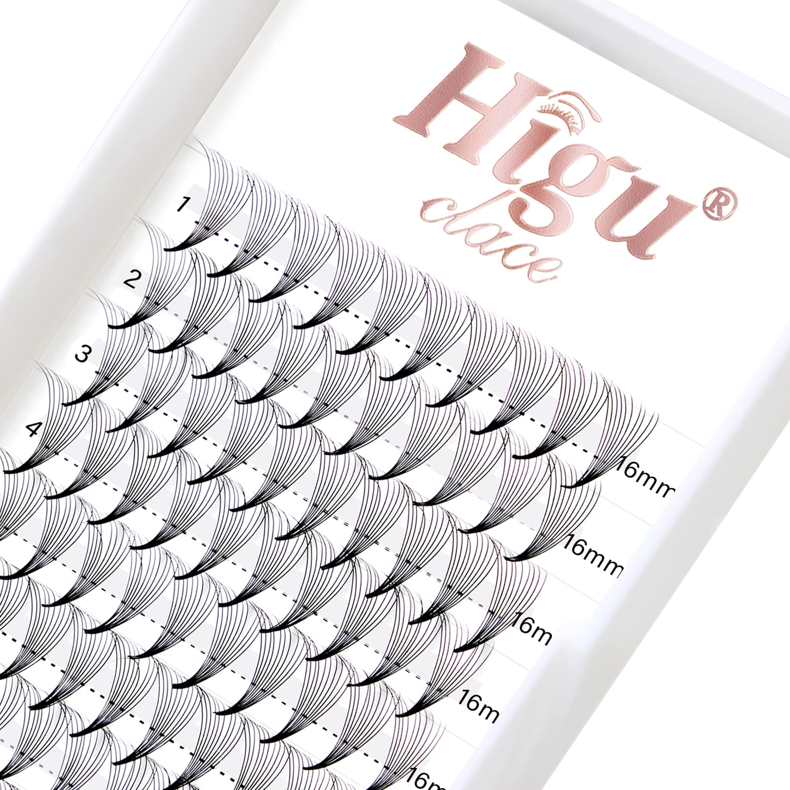 Higu Clace Eyelash Extensions 10D 0.07mm Curl 16 Volume Pointed Base Middle Stem — image 1