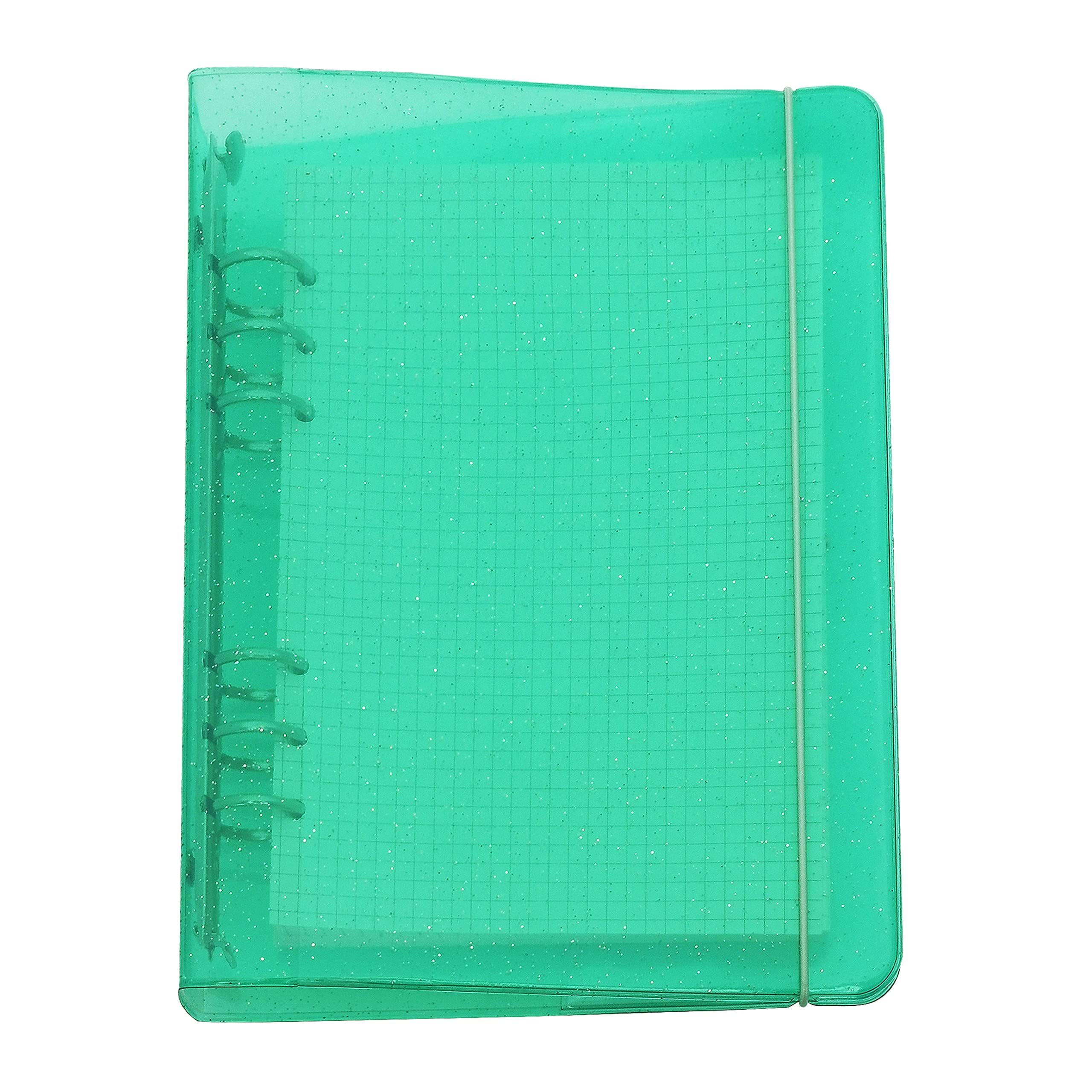 A6/ A5 6-Holes Colorful PP Cover Round Ring Binder Personal Organizer for Loose Leaf Sheet Refill Notebook/DIY Scrapbooking (Ming Green, A6 Mini Set)