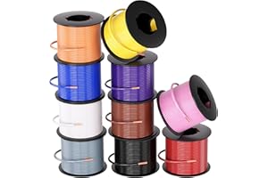 SUZCO 10 Rolls 100FT Automotive Primary Wire Spools Single Conductos Standards 14 Gauge SAE J1128, M1L56A & MS3450 CCA Low Voltage Electrical Hookup Wiring for Car Audio Stereo Trailer (1000FT Total)