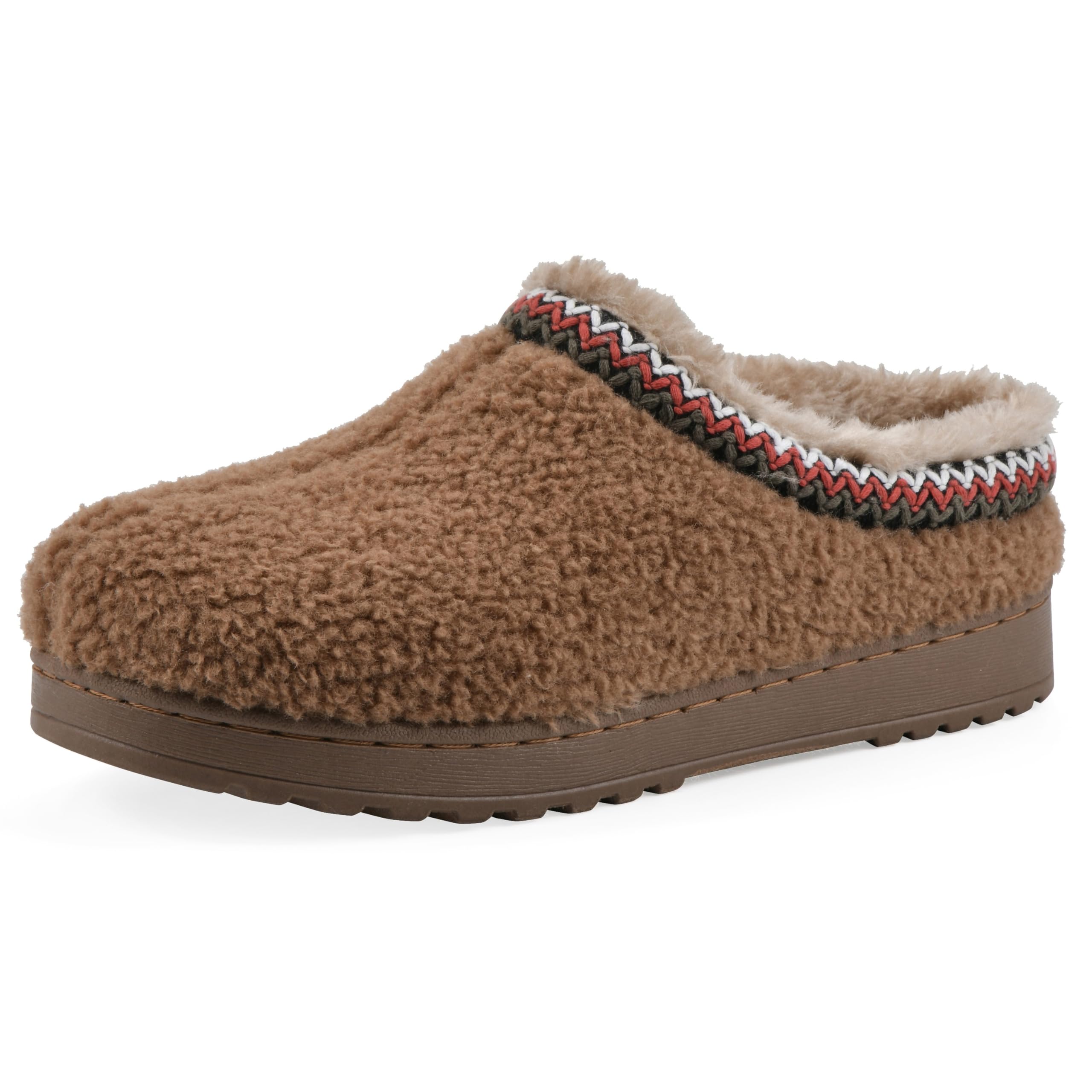 White Mountain Women’s Icebin Faux Fur Slipper Clog, Chestnut Sherpa Fabric, 10 M