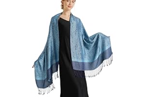 vimate Silky Paisley Pashmina Shawl Scarf-Women's Soft Double-side Jacquard Pashminas Wrap for Evening Dress Travel Shawl