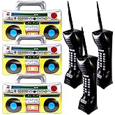 Dyrfolm 6 Pieces Inflatable Radio Boombox Inflatable Mobile Phone,80's 90's Party Decoration,Retro Inflatable Mobile Phone,Inflatable Radio Props for Hip Hop Theme Party Birthday Party Supplies