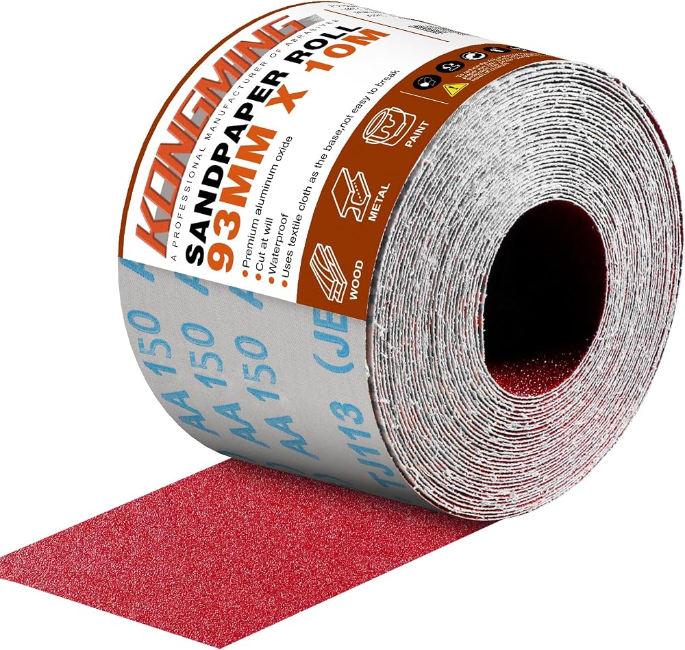 KONGMING Sandpaper Roll 10m x 93mm Grit 150 Aluminium Oxide Abrasive