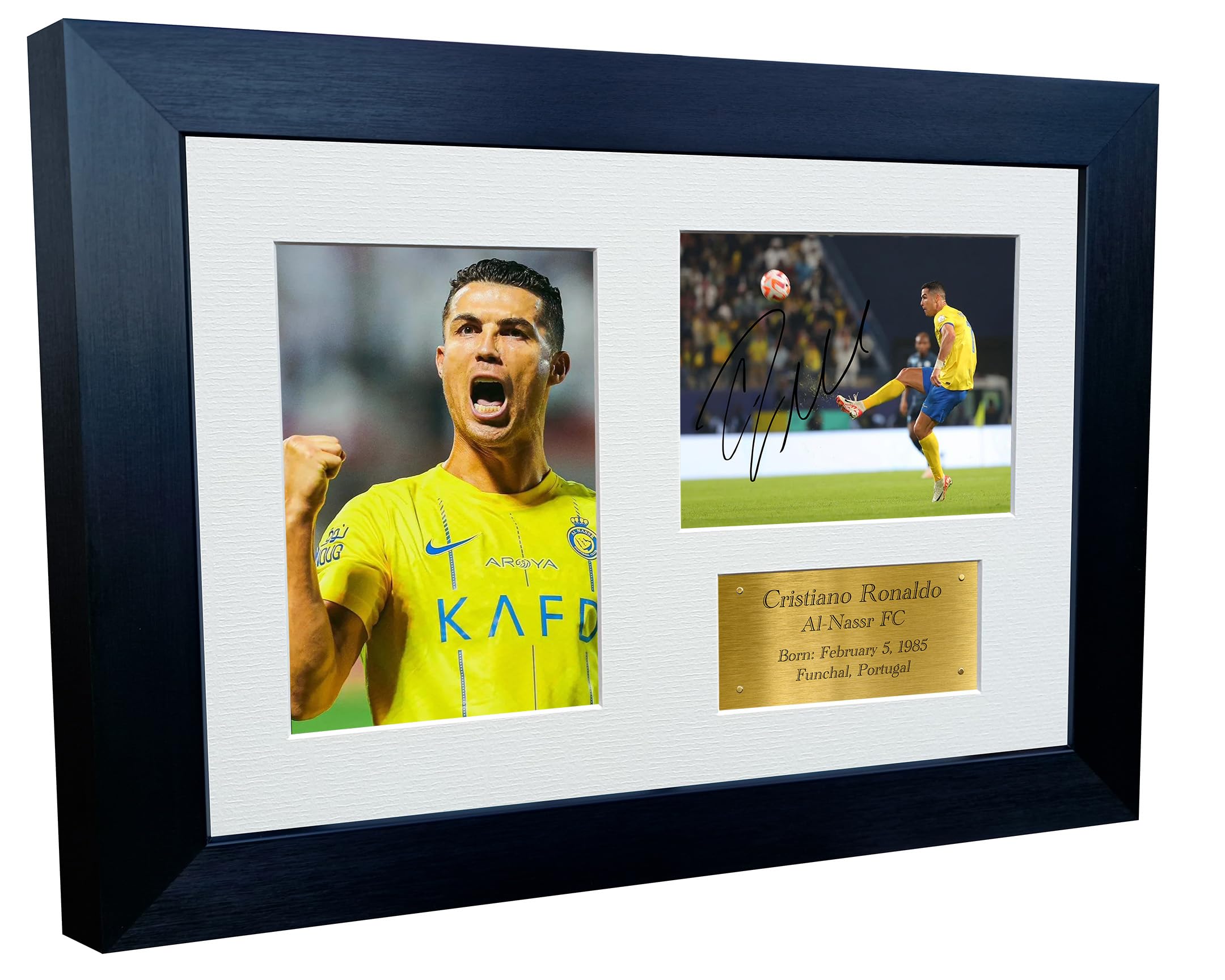 12x8 A4 Signed Cristiano Ronaldo Al-Nassr FC Autographed Signed Photograph Picture Frame Football Soccer Poster Gift Gold