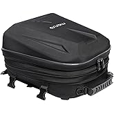 MOSISO Motorcycle Tail Bag, Motorcycle Backpack Helmet Bag with Expandable Capacity 20L-28L, Waterproof Motorbike Rear Seat Storage Luggage Tool Gear Carry Bag with Handle & Rain Cover, Black