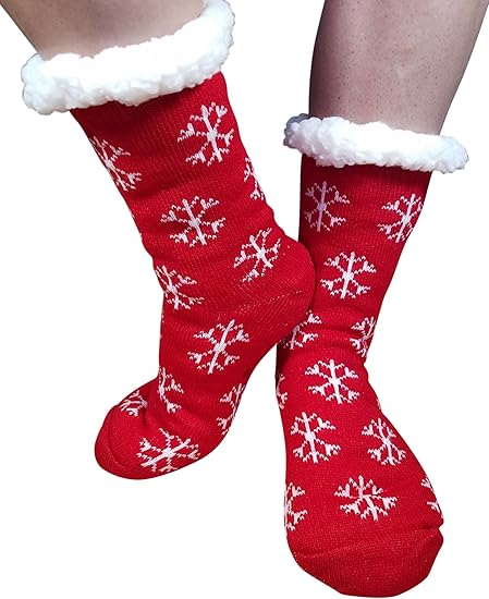 Fuzzy Cozy Winter Christmas Cabin Socks 