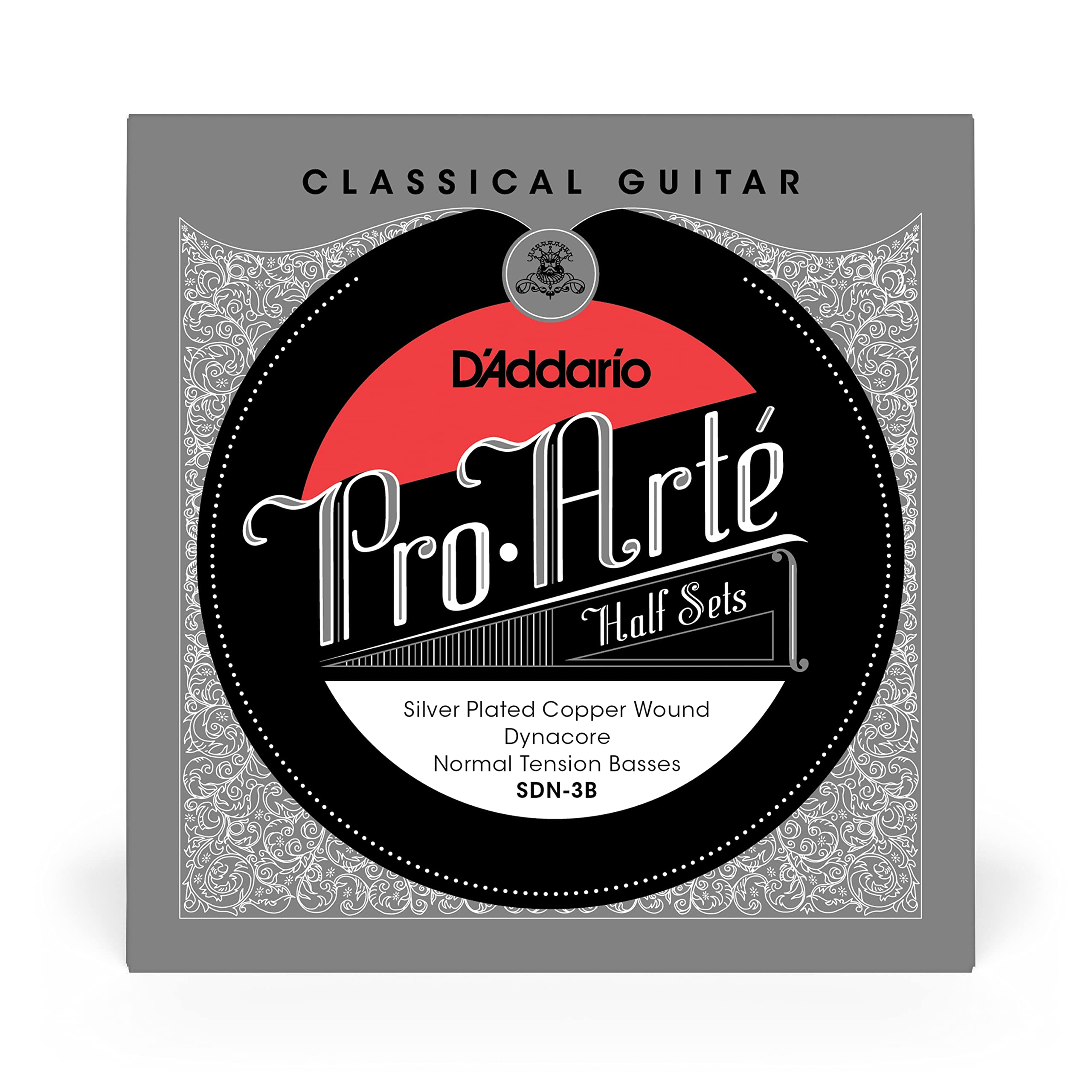 D’Addario Guitar Strings - Pro-Arte Nylon Guitar Strings - SDN-3B - Classical Guitar Strings - Half Sets, Normal Tension, Silver Plated Copper-Composite Dynacore
