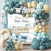 Chugga Chugga Two Two Birthday Decotations, Train 2nd Birthday Party Supplies, Second Bday Decotation for 2 Year Old Party