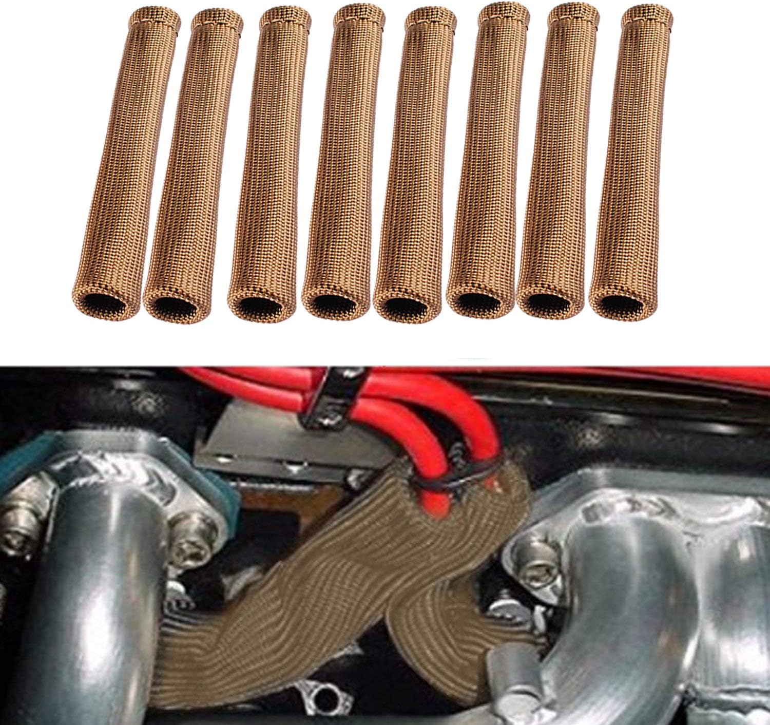 1500° Spark Plug Wire Heat Shield Sleeve Compatible with SBC BBC 350