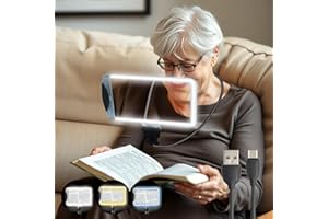 MagniPros Flexible GooseNeck Page Magnifier with 3 Color Light Modes - 4X & 6X Interchangeable Lenses