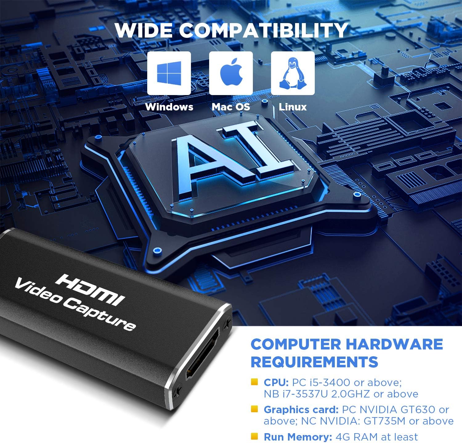 Audio Video Capture Cards - HDMI to USB 2.0 Record Card Output High Definition 1080P/30Hz, Record via DLSR, Action Cam and PC for Gaming Streaming Live Broadcasting Teaching: Home Audio & Theater