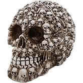Gothic Skull Decor, Handcrafted Resin Skull Ornament with Embedded Mini Skulls - Vintage Weathered Finish for Halloween, Dark Aesthetic Home, Bar,Skull Collectors