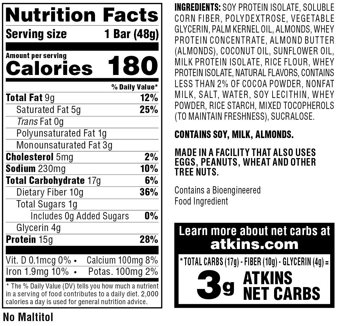 Atkins Chocolate Almond Caramel Bar, Keto-Friendly, Gluten Free with Real Almond Butter, 5 Count (Pack of 1)