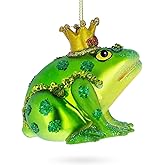 Regal Frog in Crown Blown Glass Christmas Ornament