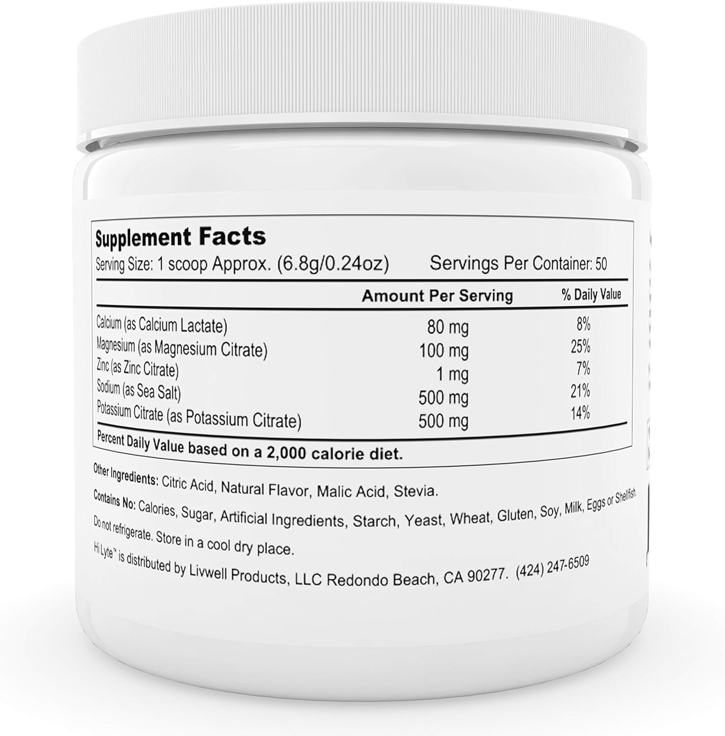Hi-Lyte Electrolyte Powder | 500mg Potassium + 500mg Sodium from Sea Salt | Hydration & Stamina Booster | No Sugar, Carbs, Maltodextrin or Artificial Ingredients | Citrus Salt | 50 Servings: Health & Personal Care