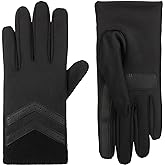 isotoner womens Water Repellent Shortie Spandex Touchscreen Gloves With Rib Knit Cuff