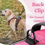 rabbitgoo Dog Harness Medium Front Back Clips Reflective Rose Pink M view 8