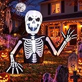 Jenaai Halloween Inflatable Archway with LED Lights, Skeleton, 5.4 ft | Crawling Skeleton Design with Glowing Bones, Waterproof for Outdoor Lawn Garden Yard, Haunted House Party Decor Indoor