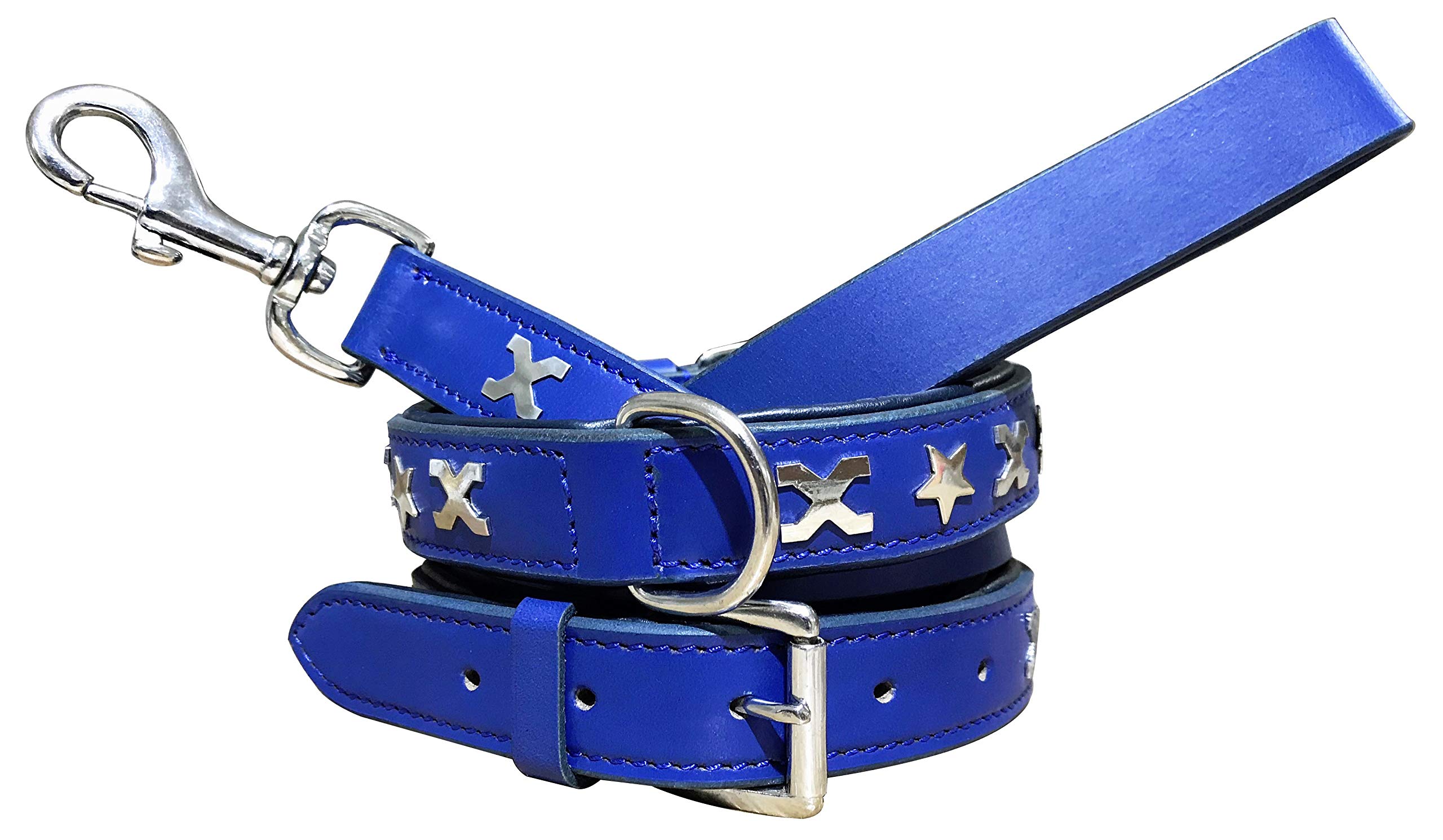 BRADLEY CROMPTON Genuine Leather Matching Pair Dog Collar and Lead Set S