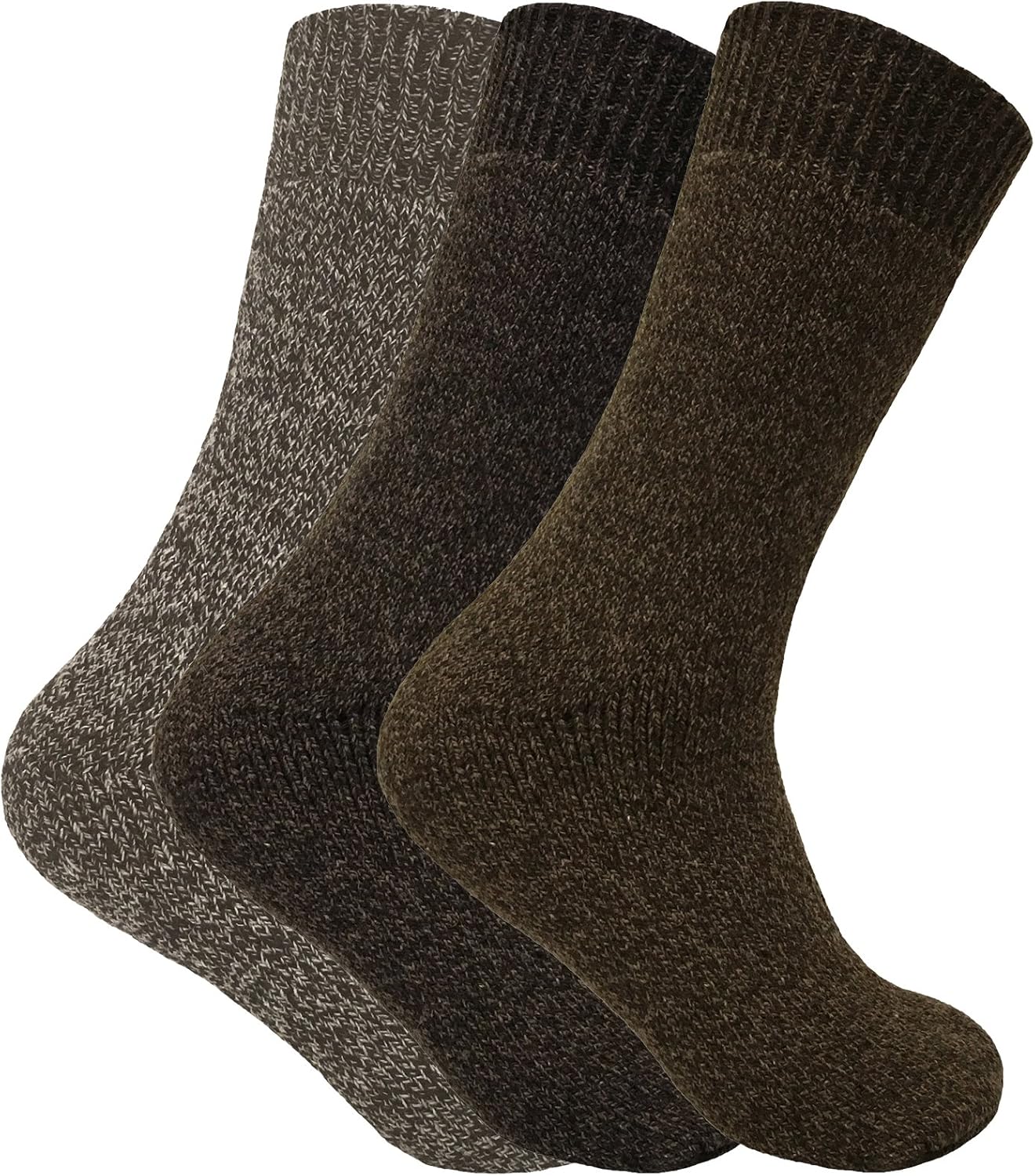 3 Pack Mens Thick Wool Loose Top Non Elastic Cushioned Thermal Hiking Boot Socks (TBS01) Amazon