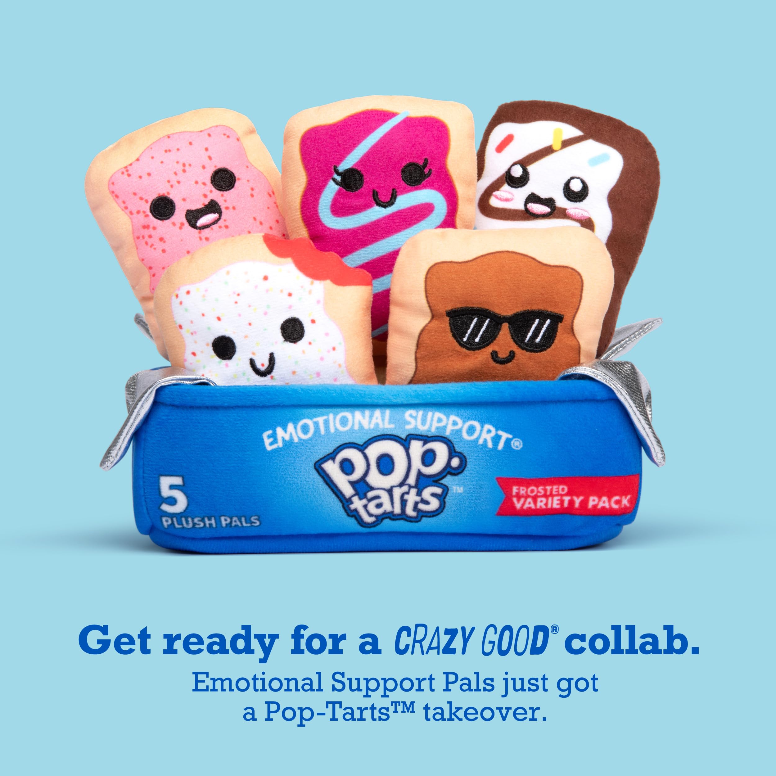 Pop-Tarts™ Emotional Support by Relatable, Snack-Inspired Pals, Full of Bite-Sized Plushies and Cute Stuff, Unexpected Funny Gifts for Loved Ones, Includes 5 Plush Pals with Plush Box