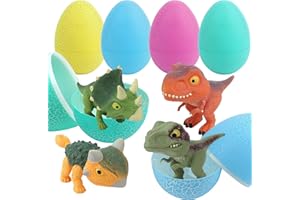 ZOHANINDL 5.12" Dinosaur Egg Toy 4Pack, Exquisitely Carved Dinosaur Figures, Easter Eggs, Suitable for Boys and Girls
