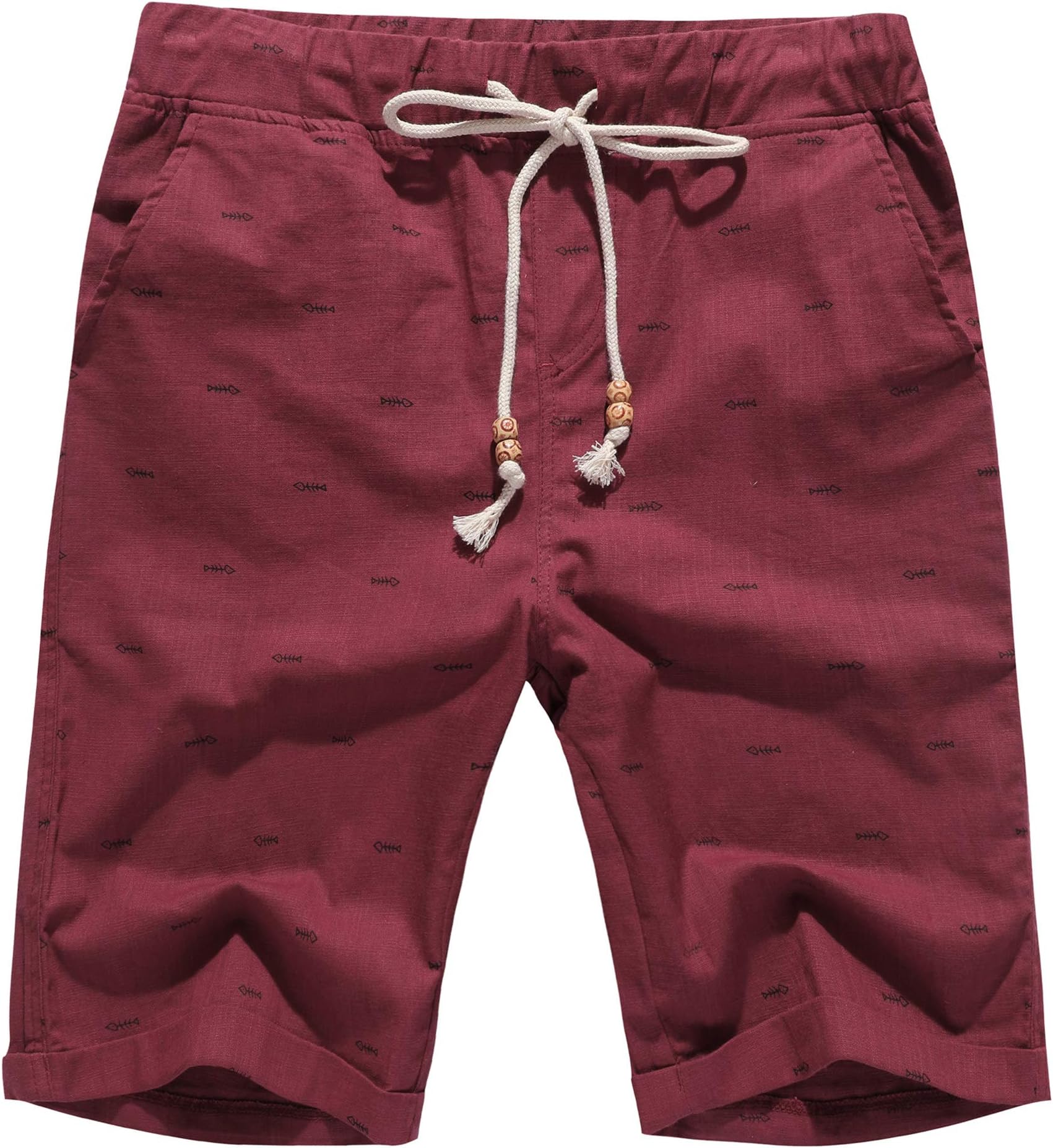 Boisouey Men's Linen Casual Classic Fit Short Summer Beach Shorts