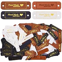 100pcs Étiquettes Cuir Relief 'Hand Made' 4 Trous - Décoration Couture Artisanat