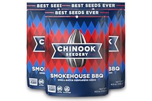 Chinook Seedery Roasted Sunflower Seeds - Jumbo Seeds Keto Snacks - Best For Snack Packs - Gluten Free, Non GMO Snack Food Gifts - 4 Ounce (Pack of 3) - Smokehouse BBQ Flavor Pack