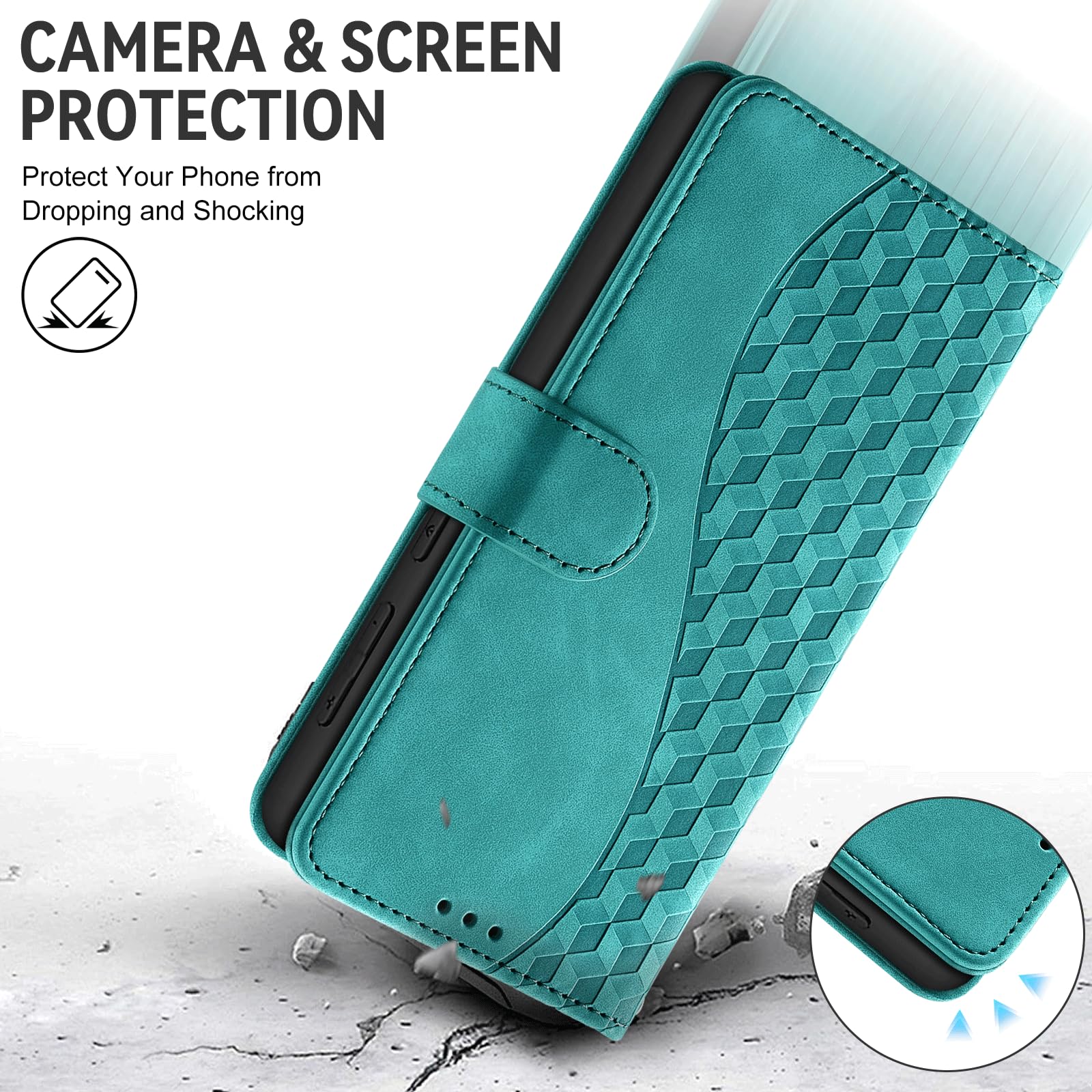 Handyhülle für Google Pixel 10a Hüllen Premium Leder Case RFID-Blockierung Klappbar Wallet Magnet Kartenfach Standfunktion Schutzhülle kompatibel mit Pixel 10a Cover,Türkis 8