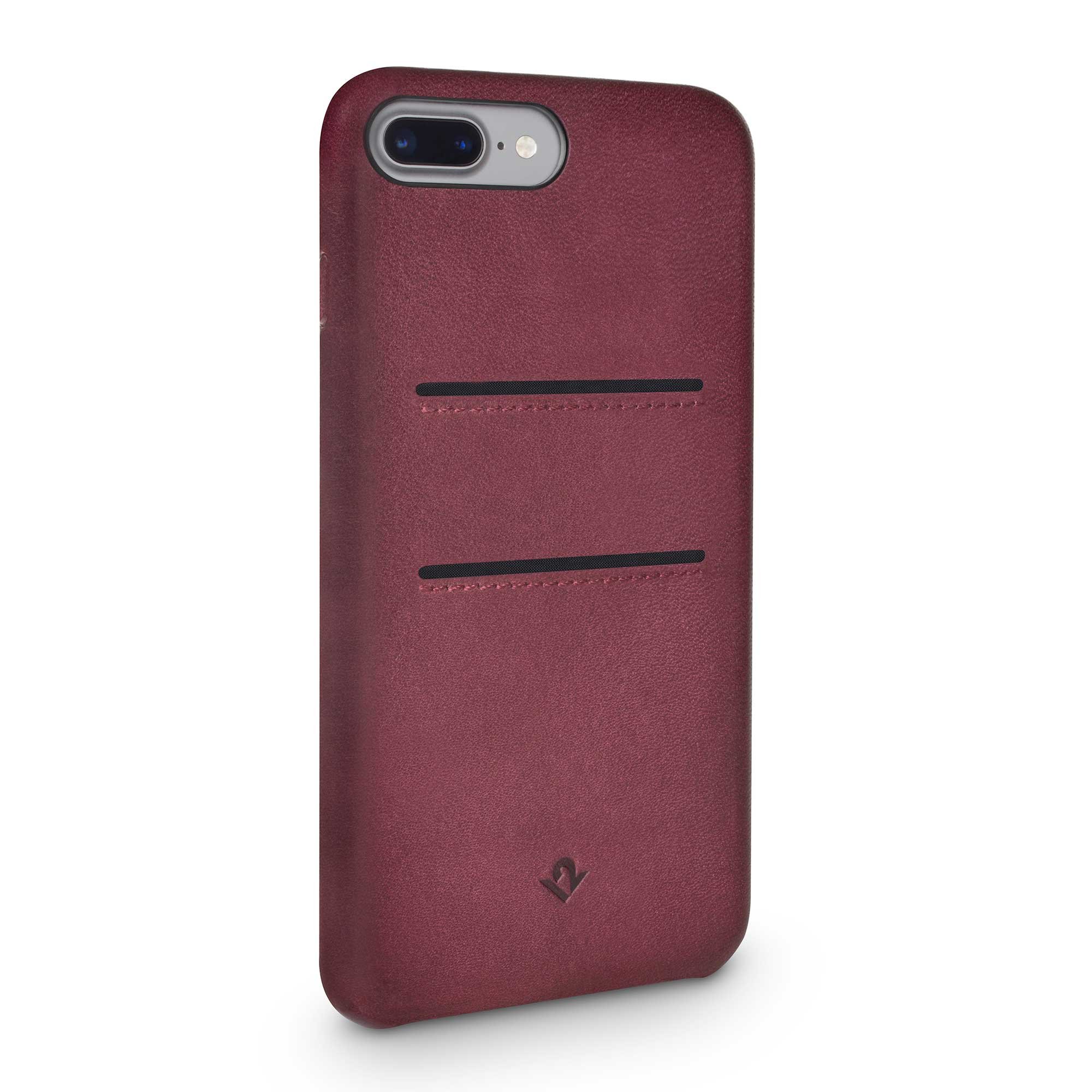 Twelve South Relaxed Leather Case for iPhone 8 Plus/ 7 Plus/ 6 Plus | Hand Burnished Leather Wallet Shell (marsala)