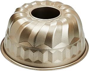 OJelay Fluted Tube Cake Pan Nonstick Quick Release Coating 8 Inch Round Savarin Cake Mold Carbon Steel Pound Cake Pan
