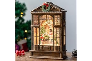 QUALDOUT Christmas Snow Globe Swirling Glittering Snowman Choir Manger Scene, USB Lined/Battery Operated Lighted Water Lantern for Christmas Festival Decoration Gifts