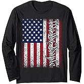 American USA Flag We The People Patriotic Red White Blue Long Sleeve T-Shirt