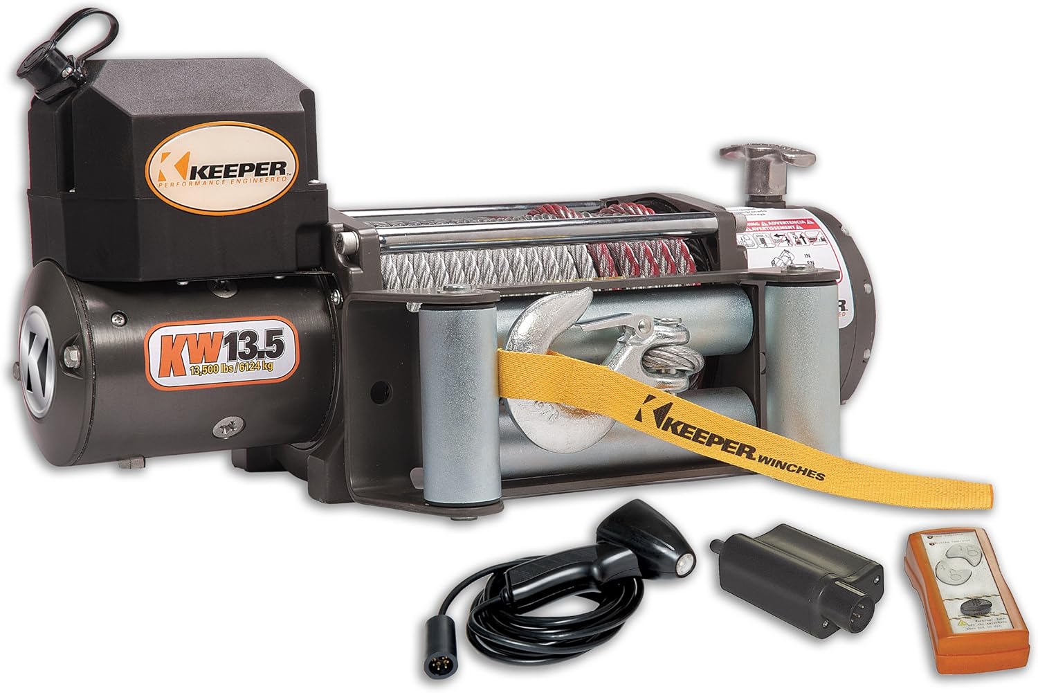 Keeper KW131221 12V DC Heavy Duty Winch with Wireless Control 13500
