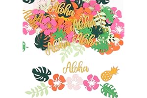 DDLP 100pcs Hawaiian Luau Confetti Table Decorations Summer Table Confetti Pineapple Tropical Flowers Palm Leaves Aloha Hawaiian Birthday Party Decorations
